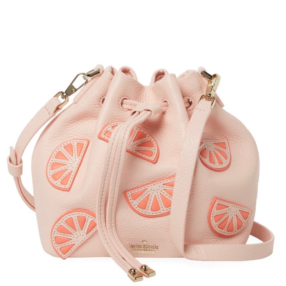 Kate Spade New York Flights of Fancy Grapefruit Mini Bucket Bag